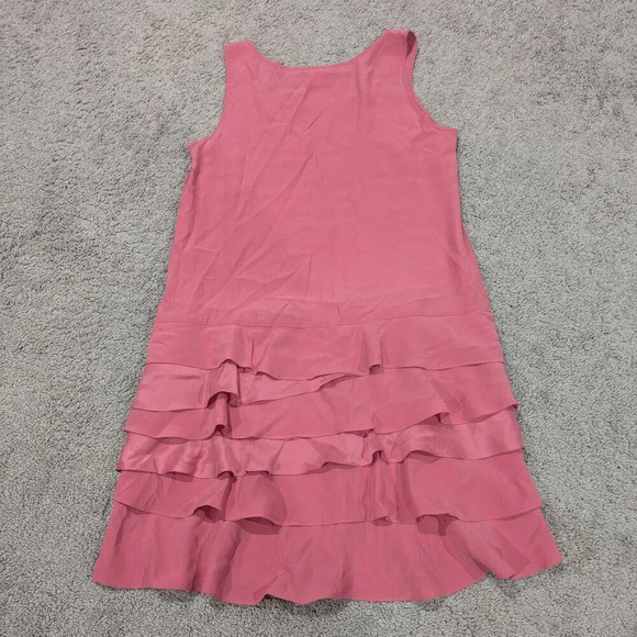 Garnet Hill Dress Size 6 Pink Sleeveless Ruffle Silk Dress - Picture 2 of 8